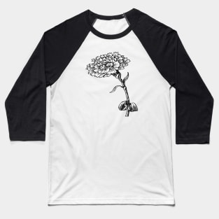 Vintage Carnation Botanical Line Art Illustration Baseball T-Shirt